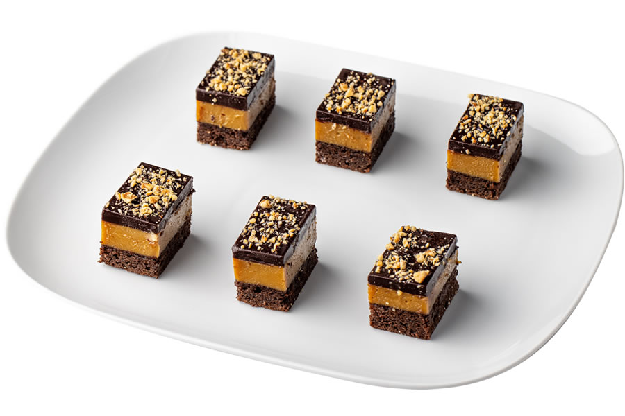 Chocolate Salted Caramel Hazelnut Slice Cocktail cut